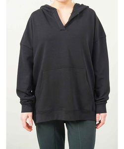 Sweat à capuche ample en molleton mélangé de coton avec logo sur le devant pour femme, prêt pour l'hiver, idéal pour le sport et la vente en gros - Product Image 1