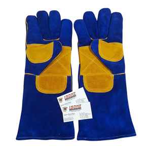 Gants de soudage en cuir suédé bleu vache, résistants, pour le travail TIG MIG, avec protection anti-chaleur, anti-coupure, anti-impact, antidérapants, durables - Product Image 3