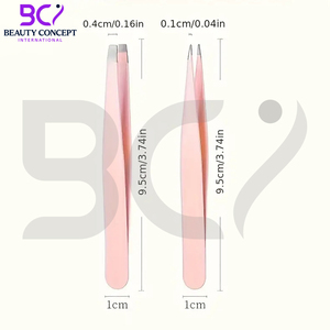 1 Set Pink Stainless Steel Eyebrow Tweezers with Storage Case, High Hardness Hair Removal Tweezers Beauty <b>Makeup</b> <b>Tool</b> - Product Image 4