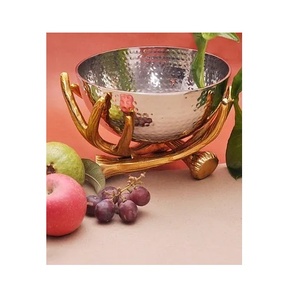 Tazón de servidor de fundición tradicional indio clásico caliente Premium con tallo de flor de latón decorativo Tazón de tuerca de condimento de calidad premium - Product Image 2