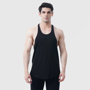 Respirant col rond à manches courtes hommes Slim Fit T-shirts séchage rapide Muscle Fit plaine Gym 95% coton 5% élasthanne t-shirts - Product Image 2