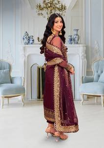 Meilleur fabricant fournisseur robe de soirée en mousseline de soie personnalisée pour femmes Shalwar Kameez costume pour les mariages séchage rapide léger - Product Image 3