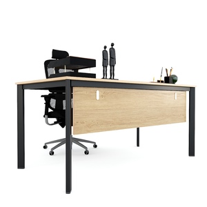 Escritorio contemporáneo minimalista de madera contrachapada de 160x80 cm con revestimiento de melamina y patas ovaladas de hierro, diseño en forma de L, duradero y de lujo, HBOV037 - Product Image 4