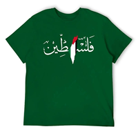 T-shirts pour hommes en coton tricoté de haute qualité, vente en gros, design personnalisé du drapeau de la Palestine, coupe ample, manches courtes et longues