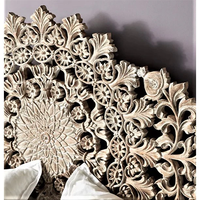 Cama con Dosel de Madera de Teca Sólida Tallada a Mano, Estilo Tradicional, Tamaño King, con Almacenamiento, Ecológica, Duradera y Cómoda