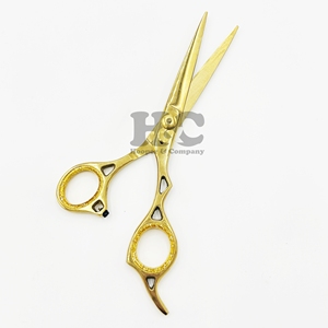 Ciseaux de coiffeur en acier inoxydable écologiques pour salon de beauté, lame droite, manche en caoutchouc - Product Image 2