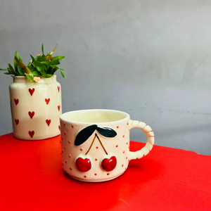 Red 3D Cherry <b>Ceramic</b> Coffee <b>Mug</b> for Hot Beverages Microwave and Dishwasher Safe Ideal for Home Office or Gifting - Product Image 1