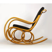 Fauteuil à bascule moderne en rotin naturel avec coussin pour salon et terrasse – Fauteuil paresseux de grand-père – En stock