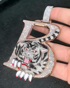 จี้การ์ตูนสไตล์ฮิปฮอป เงินแท้ชุบทอง 14k ประดับเพชรขาวแท้ ดีไซน์คลาสสิคแบบหนามเตย สำหรับผู้ชายและเด็ก - Product Image 2