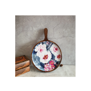 Meilleur prix assiette à dîner ronde en bois imprimé Pizza outils planche à fromage en bois et assiette - Product Image 1