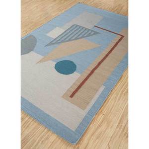 พรมขนสัตว์ทอมือสีน้ำเงินลายเพชรแบบนามธรรมทรงสี่เหลี่ยมผืนผ้า รุ่น ADWP-13034 สำหรับห้องนอน ห้องนั่งเล่น สไตล์ลายตารางหมากรุกสำหรับตกแต่งบ้าน - Product Image 2