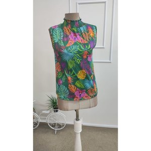 Chemisier sans manches à col roulé et motifs pour femme, 35277 - Vert - Product Image 4