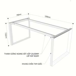 ขาโต๊ะโลหะรูปสามเหลี่ยม HCTG011 สำหรับโต๊ะขนาด 160x80 ซม. รุ่น Heavy Duty สำหรับใช้เป็นโต๊ะอาหารหรือเตียงนอน - ระบบ Trian II Concept - Product Image 4