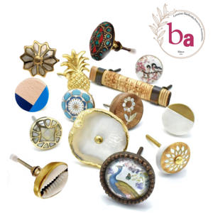 Moroccan Gold Hand Painted Crackle Glaze Ceramic Coat Hook <b>Wall</b> <b>Rails</b> with Elegant Knobs - Product Image 4