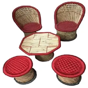 Dernier prix, mobilier de patio en bambou naturel, ensemble de chaises pouf avec table pour restaurant, salon, jardin, balcon