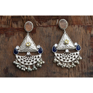 Aretes de Aro Grandes con Piedras de Latón con Aspecto de Plata 2025, Hechos a Mano, Estilo Tradicional, para Niñas y Mujeres - Product Image 4