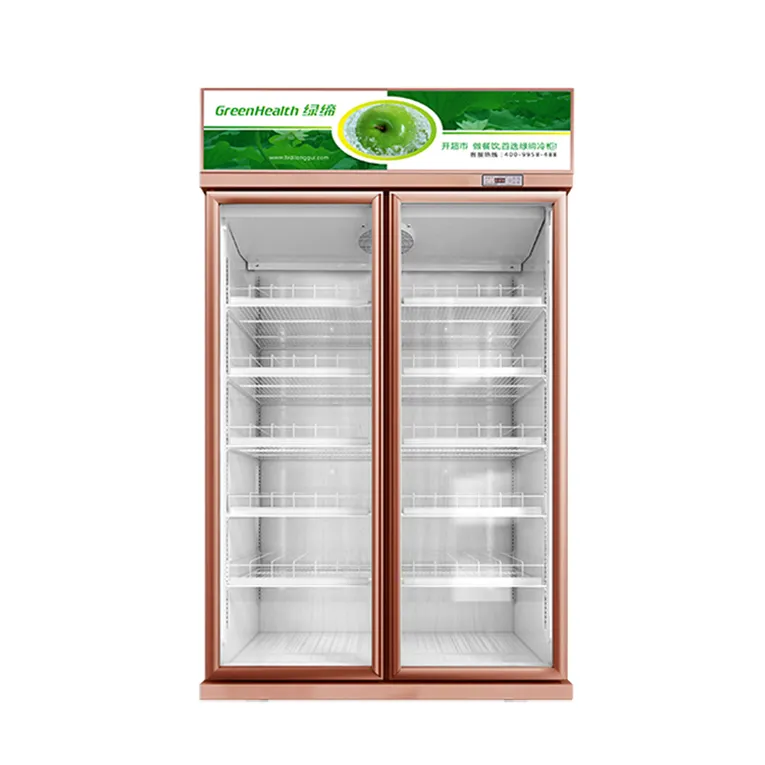 Upright Commercial Open Display Glass Door Fridge Freezer Cabinet