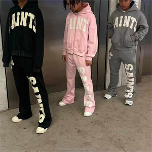 Vente en gros de survêtements de haute qualité pour hommes, design vintage et logo personnalisé, deux pièces décontractés avec fermeture éclair complète pour hommes, 100% coton - Product Image 1