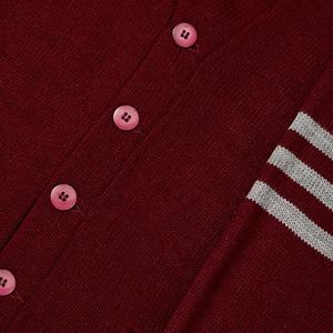 Lujoso cárdigan de punto de lana de punto universitario de fútbol americano de alta calidad, suéter de punto de colores personalizados abiertos para mujer - Product Image 6