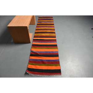 Moderno naranja negro 2,2 X 9.2ft lana área grande sala de estar alfombra Patchwork alfombra turca látex para pasillo rectángulo habitación alfombra - Product Image 1