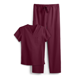 Unisex <b>Scrub</b> <b>Sets</b> Spandex Knitted Quick Dry V-neck Top Drawstring Pant Dental Nursing Medical Customizable Wholesale <b>Scrub</b> <b>Set</b> - Product Image 4