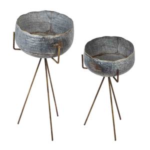 Lot de 2 jardinières vintage avec supports pour décoration intérieure et extérieure Dernière conception d'hôtels fantaisie Pots de fleurs - Product Image 1