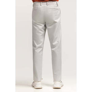Pantalones Chinos Casuales de Negocios 100% Algodón, Cintura Media, Azul Caqui, con Decoración de Cremallera, Corte Recto MNTRCSS24007-B - Product Image 2
