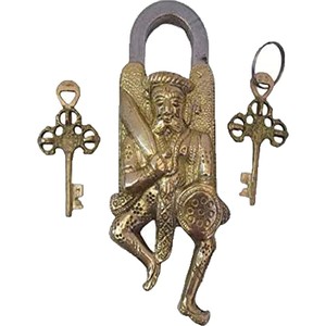 Functional Brass Padlock with Keys Working Golden Man Made Locks - Product Image 1