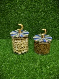 Pot en résine transparente personnalisé 2026 avec nacre, fait main, décoration du Ramadan, rangement pour fruits secs, couvercle pour condiments - Product Image 2