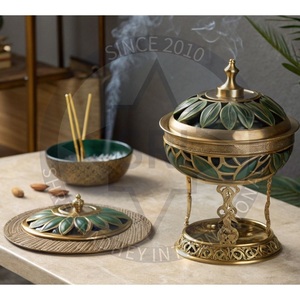 Quemador de Incienso de Latón con Diseño Árabe de Ramadán, Shree Radhey, con Forma de Palmera, Ecológico, Natural, de Sándalo Indio, Difusor Antiolor - Product Image 4