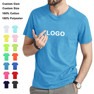 Venta al por mayor DTG camiseta personalizada impresión sublimación camisetas 100% poliéster 100% algodón liso camiseta hombres camisetas en blanco camisetas - Product Image 2