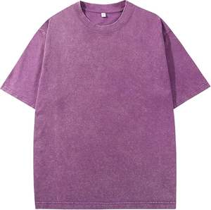 Camisetas de Verano de Alta Calidad para Hombre, Tallas Grandes, Algodón Grueso, Lavado Ácido, Estilo Vintage Unisex, Corte Holgado, Manga Corta, Ropa Urbana - Product Image 1