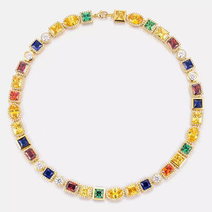 Luxueux 10mm Moissanite Multi Gemstone Chain Sparkling Cuban Link Jewelry pour les fiançailles et les anniversaires - Product Image 1