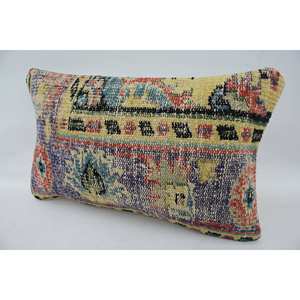 Multicolor Vintage Floral Kantha Patchwork <b>Pillow</b> 12x20 Inches Soft Wool Fabric for Home or <b>Sofa</b> Use - Product Image 3