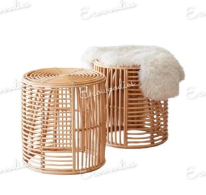 Hermosa jaula de ratán Natural, mesa auxiliar redonda, taburete de ratán para sala de estar y Casa, consola decorativa con incrustaciones de hueso - Product Image 5