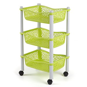 Yellow Sturdy Durable Heavy Duty Rolling Cart for Kitchen Office Bathroom Storage Trolley 3 Tier <strong>Vegetable</strong> <strong>Rack</strong> <strong>on</strong> <strong>Wheels</strong> - Product Image 1