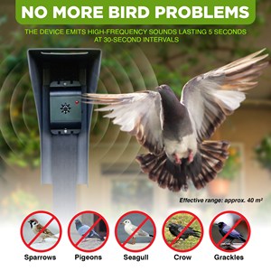 Répulsif à ultrasons pour oiseaux, anti-parasites, non toxique, inodore, détecteur à brancher pour la maison, le jardin, le hangar - Product Image 4