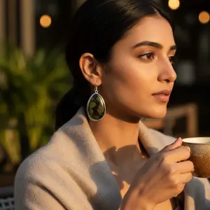 925 <b>Silver</b> <b>Drop</b> <b>Earrings</b> with Gold Plated Stone Vintage Flower Pattern Pear Rose Gold Jewelry for Weddings and Parties - Product Image 2