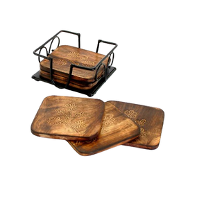 Posavasos Cuadrado de Madera de Acacia para Taza de Café, Estilo Clásico, Accesorio de Cocina, Posavasos de Madera de Acacia para Bebidas, Café, Té - Product Image 1