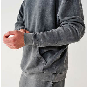 Vêtements de sport XL, grande taille, délavés à l'acide, pour l'hiver, survêtement 100% coton personnalisable, ensembles de motifs solides et respirants, vente en gros - Product Image 4