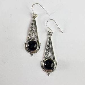 Black Onyx Teardrop 925 <b>Sterling</b> <b>Silver</b> <b>Dangle</b> <b>Earrings</b> Handmade Jewelry for Women Any Occasion Wear - Product Image 1