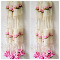 Guirlandes élégantes de Mogra avec des perles de rose pour la décoration de porte latérale, guirlandes décoratives tendance pour la décoration d'inauguration