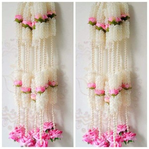 Mogra หรูหราพร้อมพวงมาลัยไข่มุกกุหลาบสำหรับตกแต่งประตูด้านข้างพวงมาลัยตกแต่งเทศกาลสำหรับการเปิดตัวของตกแต่ง - Product Image 5