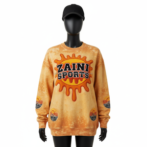 Sudadera para Mujer con Efecto Desgastado por el Sol, Felpa de Algodón GSM, Lavado Naranja Vintage, Bordado Chenille, Logotipo Personalizado, Transpirable - Product Image 1