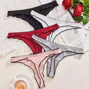 Bragas de bikini de punto de tiro bajo de poliéster 100% para mujer con logotipo personalizado OEM, ropa interior transpirable antibacteriana ecológica - Product Image 2