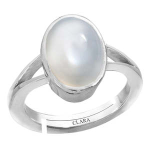 Natural Oval-Cut Moonstone 3cts or 3.25ratti 92.5 Sterling <b>Silver</b> Adjustable <b>Ring</b>-for Everyday Wear & Gifts - Product Image 1