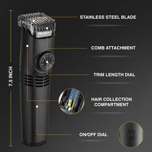 Tondeuse à barbe sans fil pour homme avec 20 réglages de coupe, rasoir électrique rechargeable avec aspiration intégrée pour la moustache, alimenté par batterie - Product Image 3