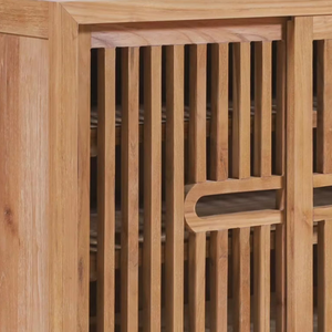 ชั้นวางรองเท้าไม้สักแท้สุดหรู พร้อมบานเลื่อนสองบาน ดีไซน์สวยงามสำหรับตกแต่งบ้าน สีมะฮอกกานี - Product Image 6