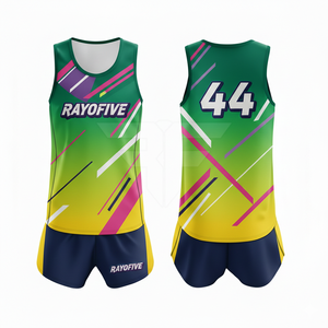 Uniforme de piste et de terrain léger avec logo personnalisé, respirant, antibactérien, 100% polyester, taille/couleur personnalisée pour les vêtements d'équipe (unisexe) - Product Image 1