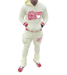 Nuevo diseño bordado apilado hombres Flare chándal acampanado chándal apilado chándal hombres ropa de calle - Product Image 4